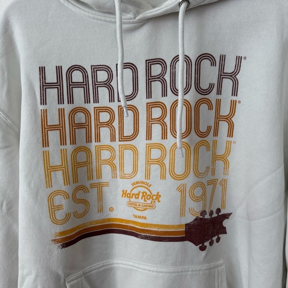 Hard Rock Cafe Tampa hooded sweatshirt white with graphic Size Large - Picture 2 of 5